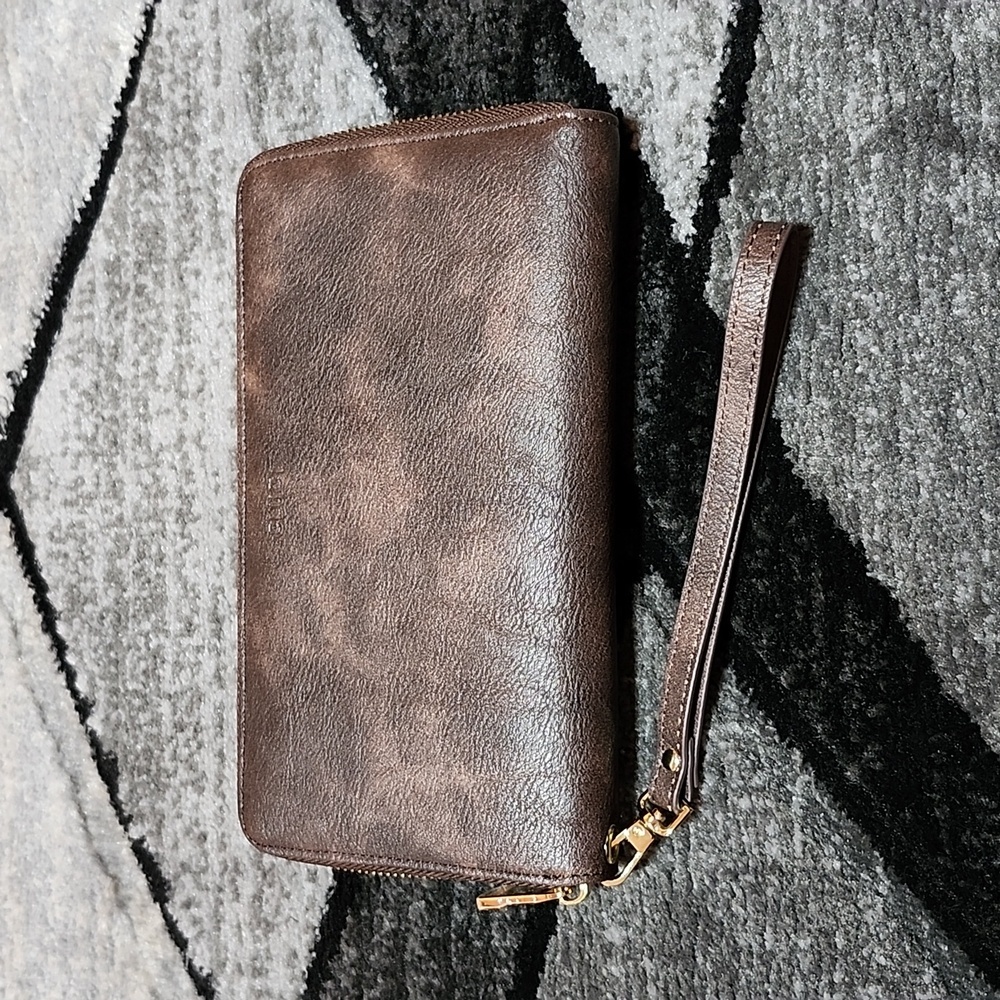 GLUCI RFID BLOCKING VEGAN LEATHER LARGE WALLET TRAVEL CLUTCH WRISTLET